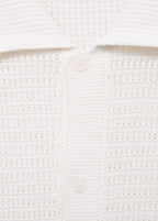 Camisa Polo em Crochê Malha Vazada - Branco