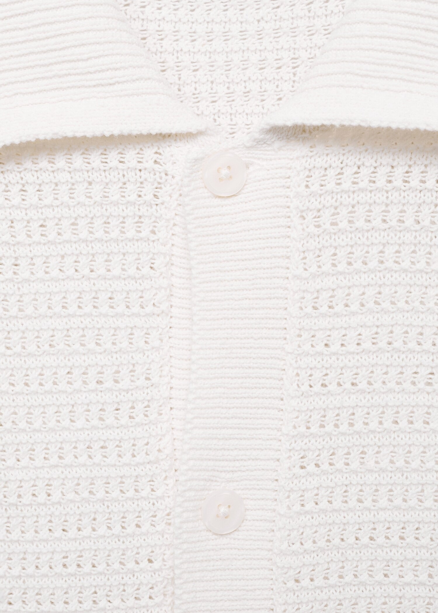 Camisa Polo em Crochê Malha Vazada - Branco