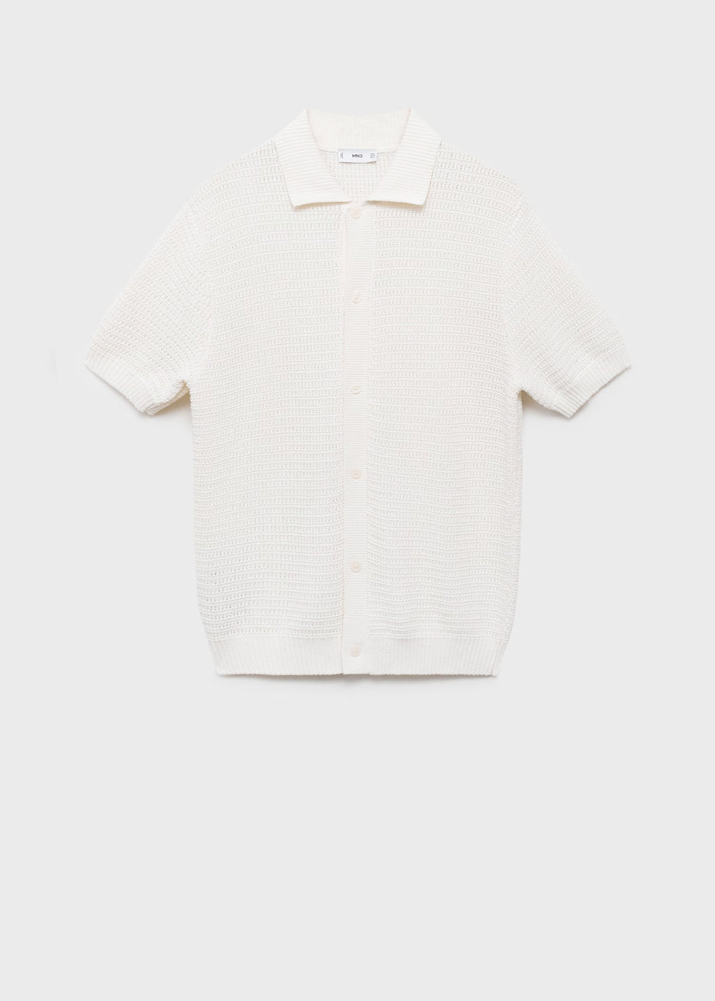 Camisa Polo em Crochê Malha Vazada - Branco