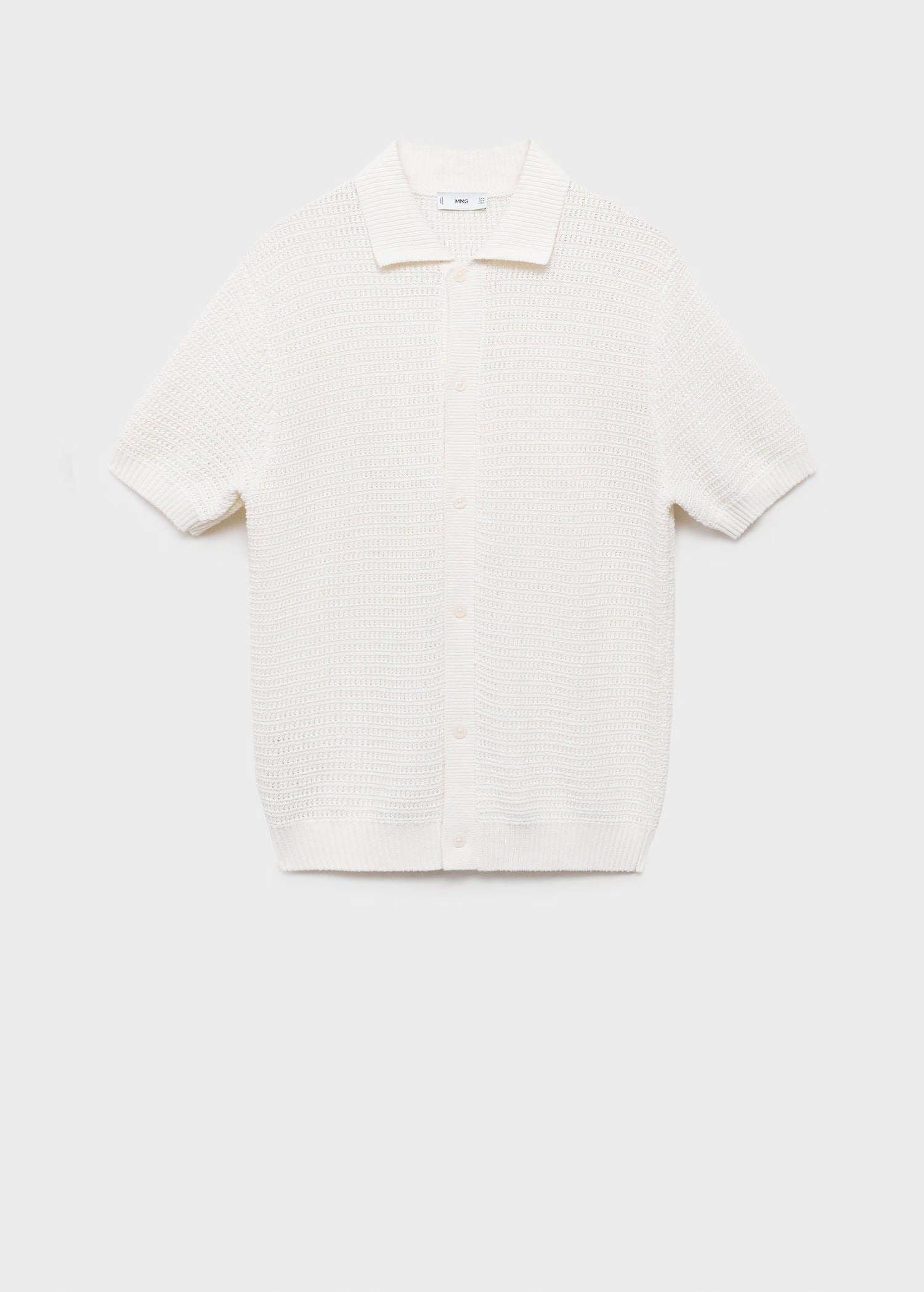 Camisa Polo em Crochê Malha Vazada - Branco
