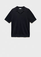 Camisa Polo em Tricô Texturizado - Azul marinho