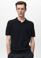 Camisa Polo em Tricô Texturizado - Preto