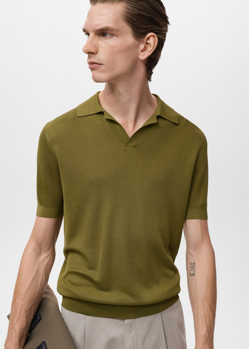 Camisa Polo em Tricô Texturizado - Verde