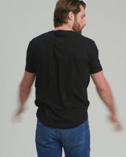 Kit com 6 Camisetas Gola Redonda com Barra Curva - Preto