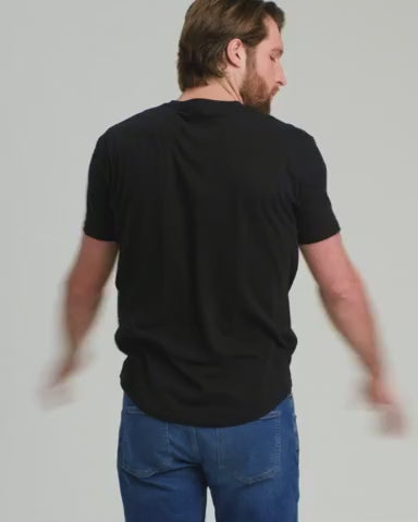 Kit com 6 Camisetas Gola Redonda com Barra Curva - Preto