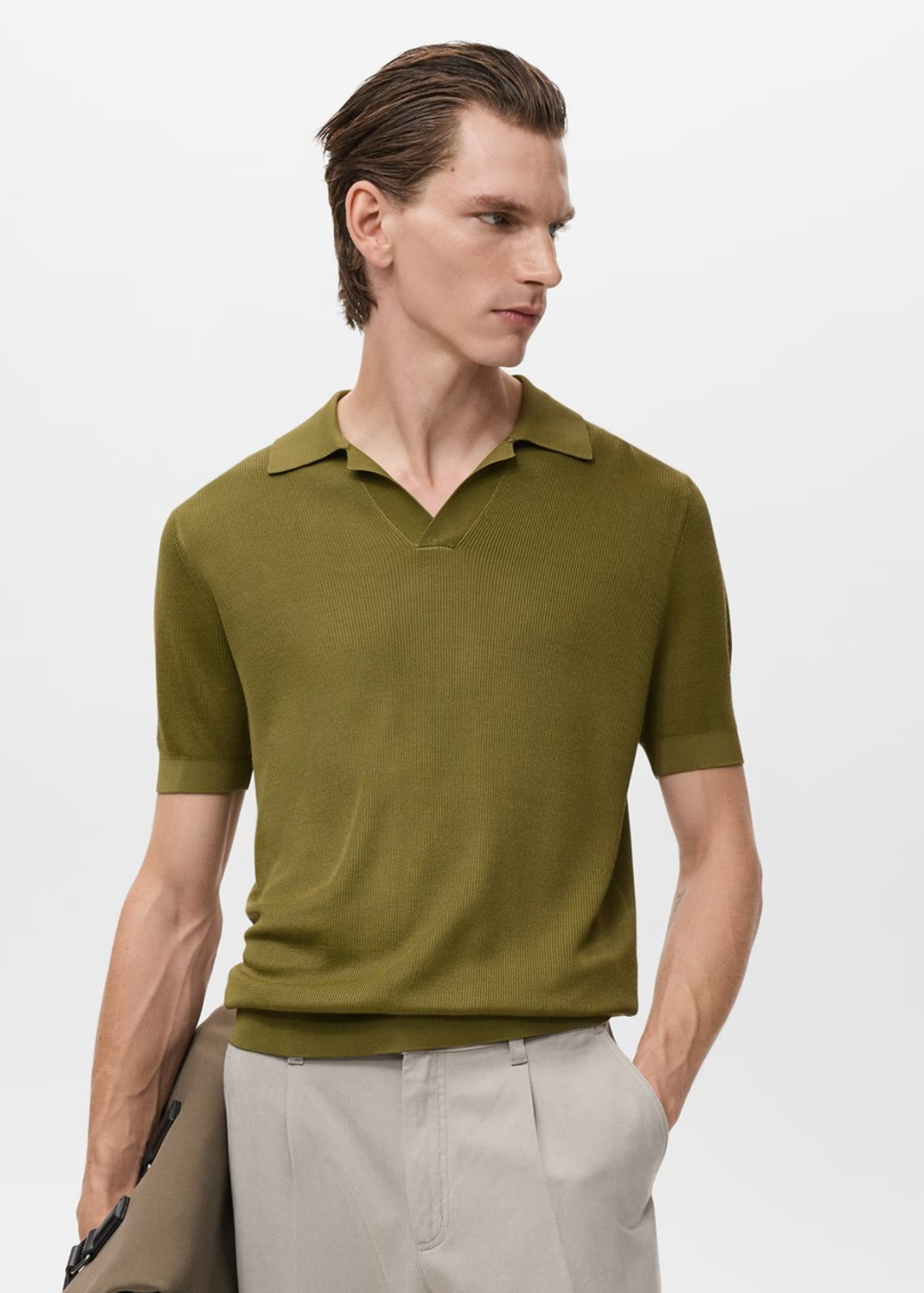 Camisa Polo em Tricô Texturizado - Verde