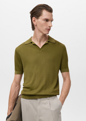 Camisa Polo em Tricô Texturizado - Verde
